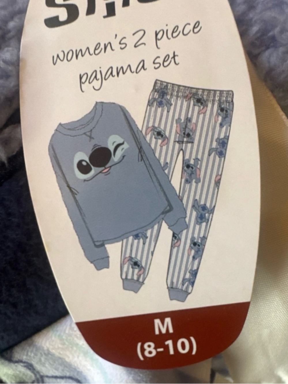 Disney Stitch Women's 2-Piece Pajama Set in Light Purple and Cream - Picture 2 of 3